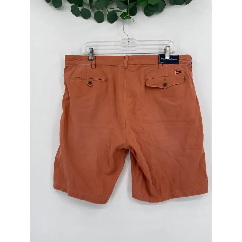 NWT Polo Ralph Lauren Burnt Orange Mens Bermuda Chino Flag Cotton Shorts 38